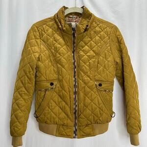 Burberry womens gold quilted zip up jacket 2 Nova check classic